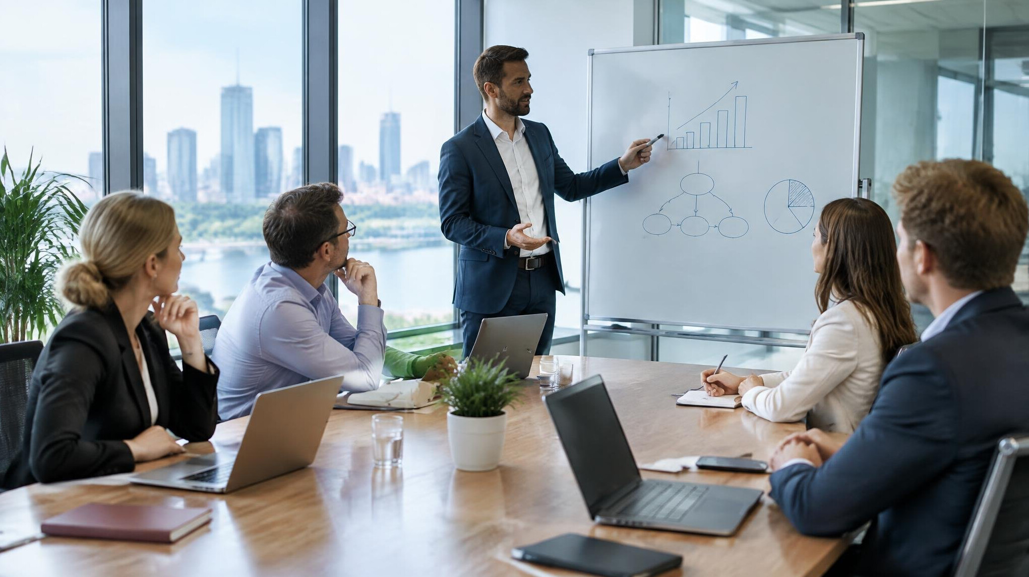 Business meeting in a modern conference room