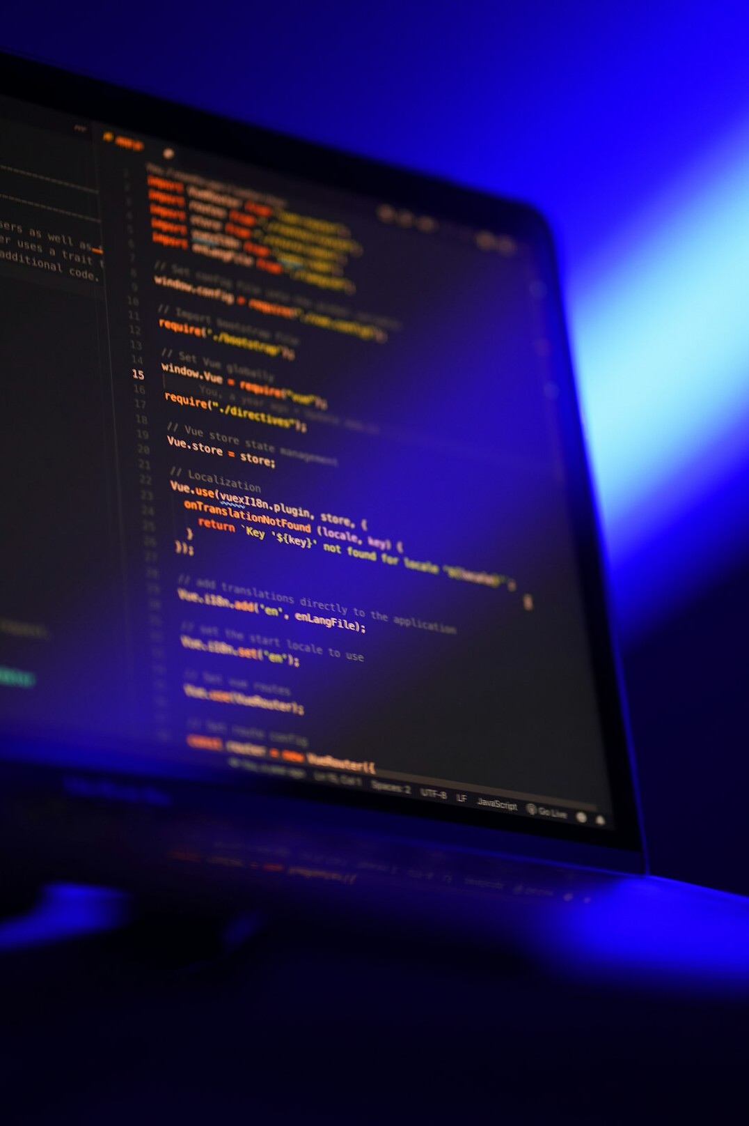 clean code on screen